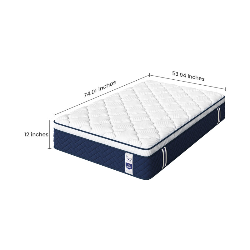 RRESTA Hotel Collection 12-Inch Full Size Medium-Firm Hybrid Mattress With 5-Zone Support For Back & Hip Relief, Fiberglass-Free, Certipur-US Certified