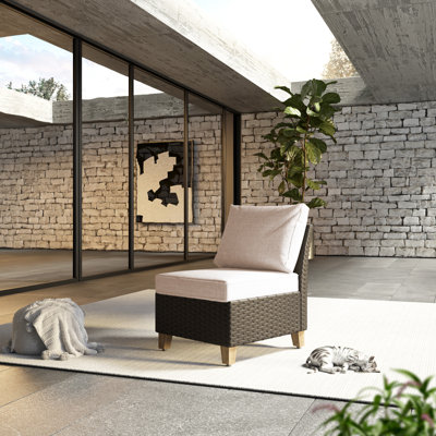 Umeh Wicker Patio Chair with Removable Cushions