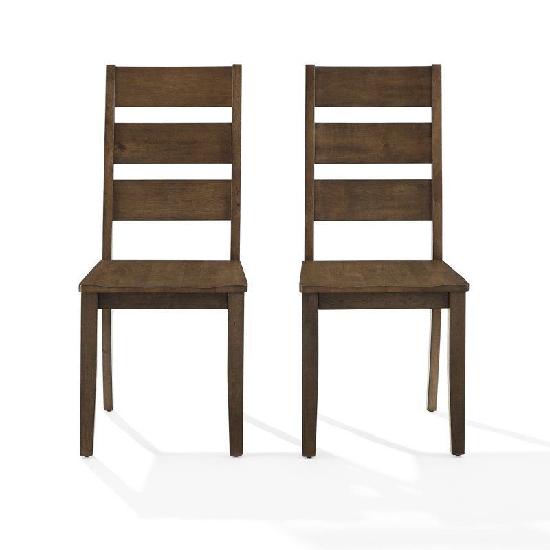 Heymann Solid Wood Ladder Back Side Chair, Dark Oak