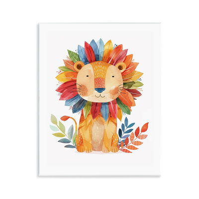 «Stupell Industries Rainbow Blooms Lion», art mural par LSR Design Studio