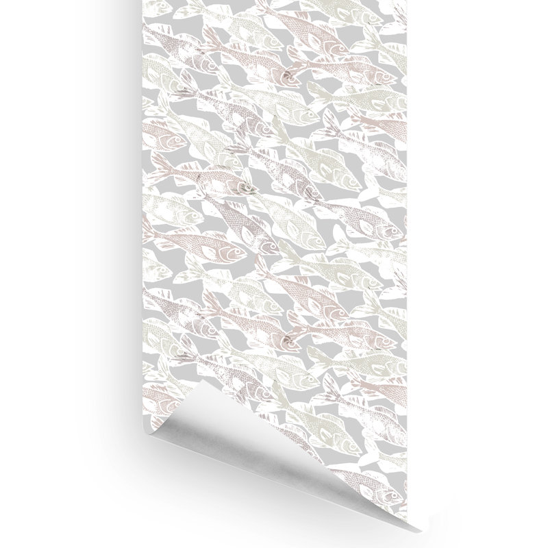 Panneau de papier peint auto-adhésives l 10 pi x l 24 po Dudley, Beige ton sur ton