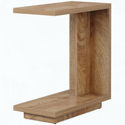 C-Shaped Bedside Table with Slatted Design