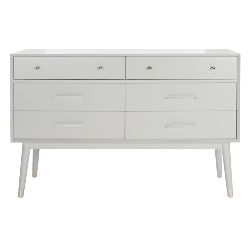 Commode 6 tiroirs Zack, Gris/argent