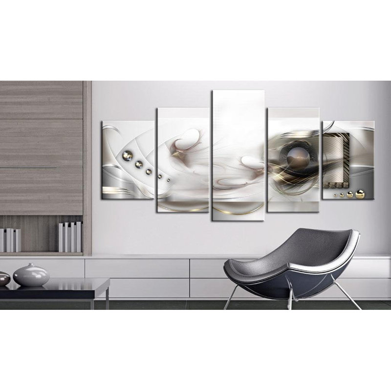 Perle brumeuse sur toile, 5 pièces, H 40 po x l 80 po x P 0,7 po