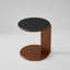 Ensemble de tables basses rondes modernes en bois foncé de 31 po avec plateau en pierre frittée noire-1110004680