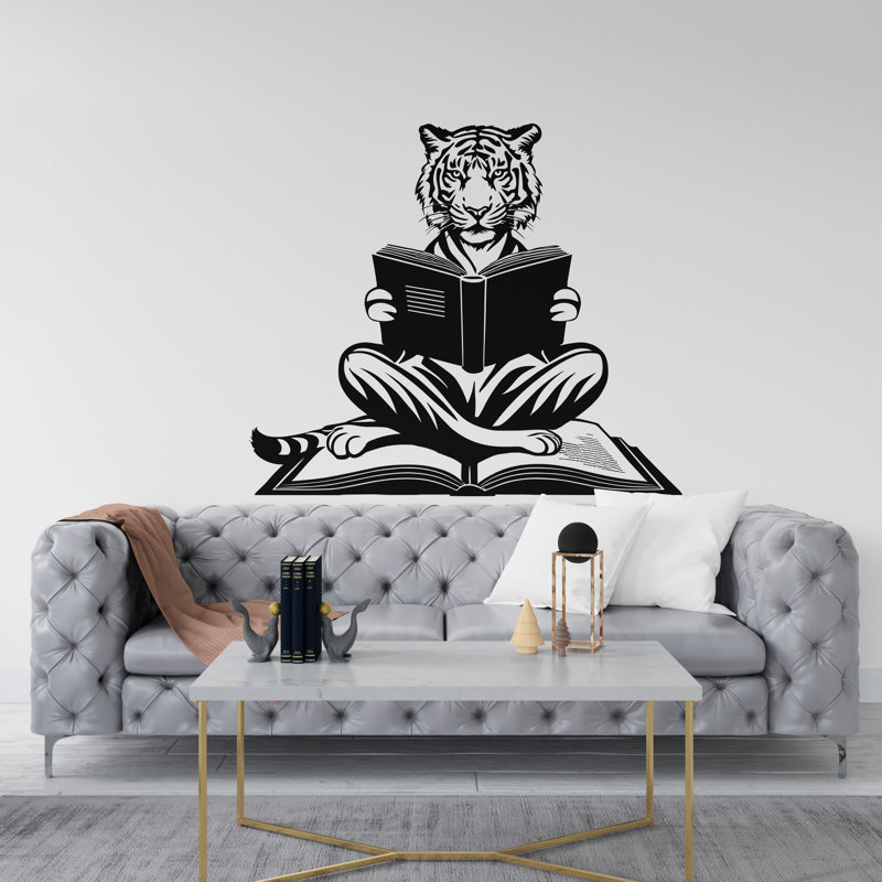 Adhésif décoratif livre de lecture Wise Tiger, Sarcelle, H 59 po x l 50 po
