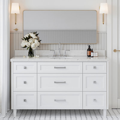 ARIEL Monroe 60 Single Sink Bathroom Vanity with Carrara Quartz Top