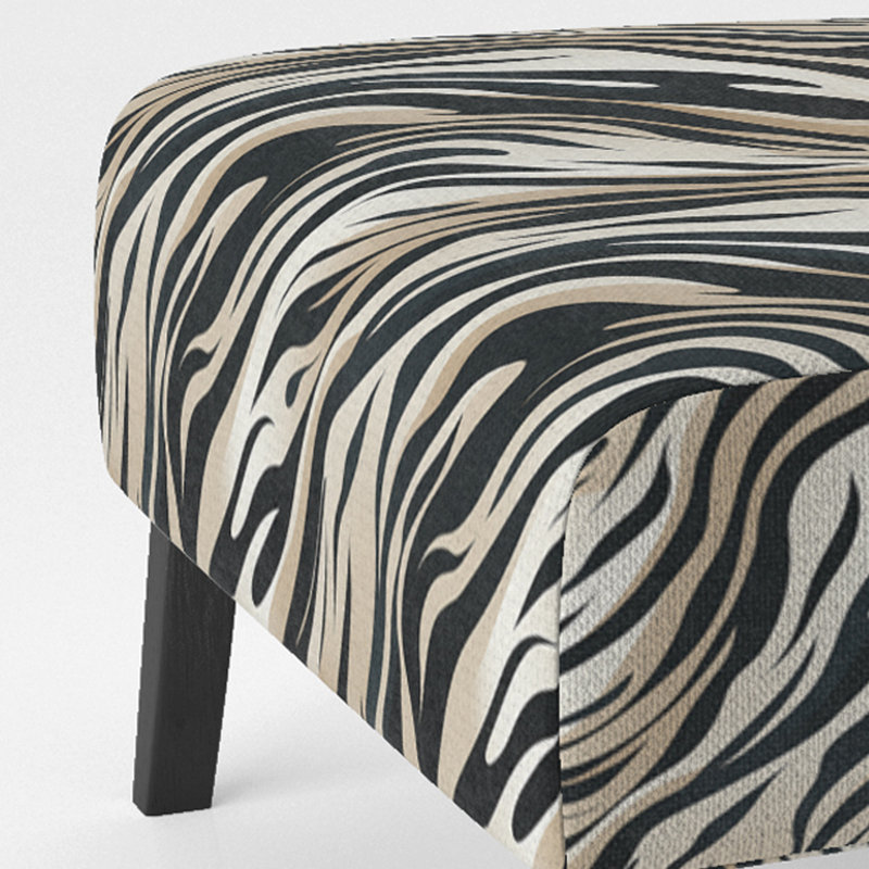 Beige And Black Zebra Sophistication - Upholstered Contemporary Slipper Chair, Black Accent Chair
