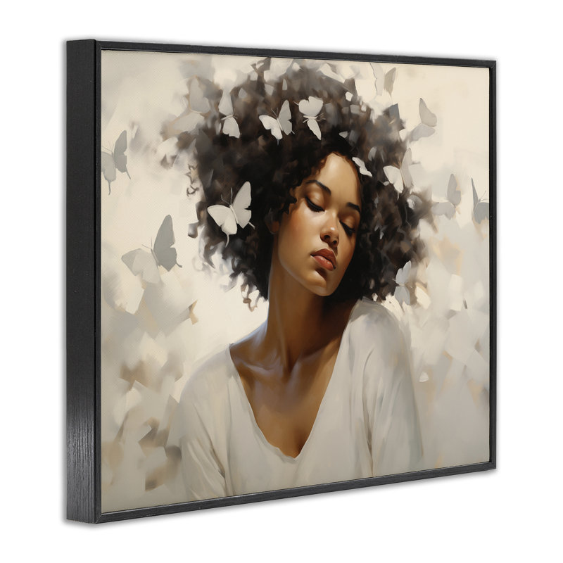 Femme avec papillons blancs, estampe numérique, conception par Arlington Prints, H 11 po x l 14 po