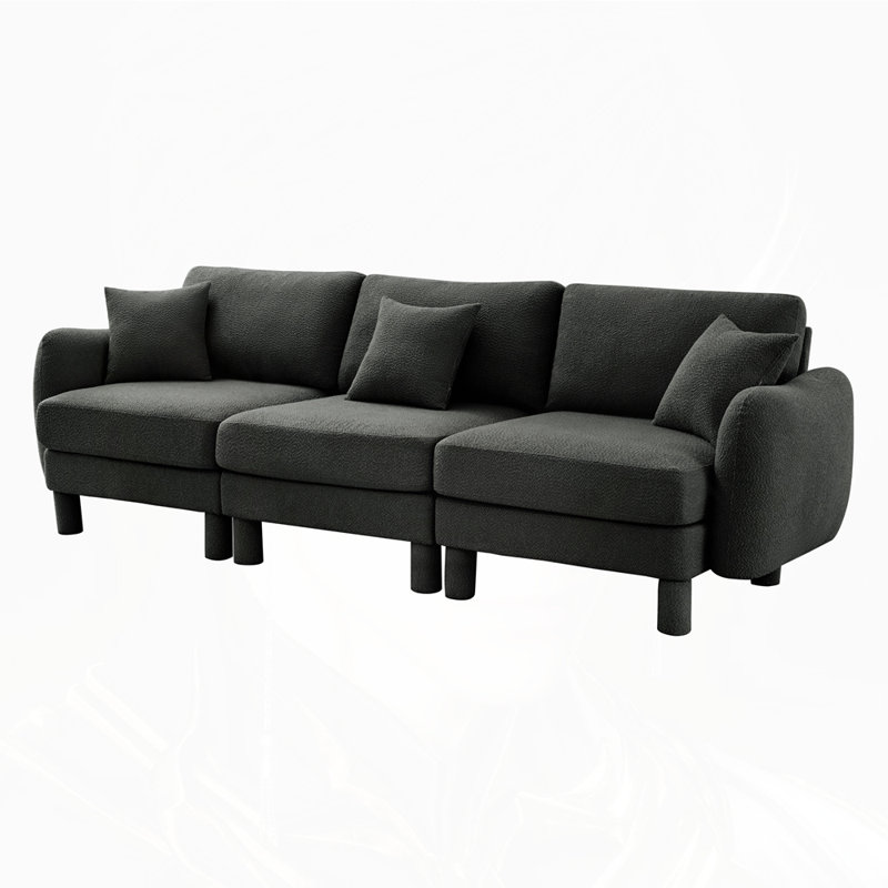 Canapé 3 places Boucle, H 35 po x l 109,4 po x P 35,8 po, Gris foncé