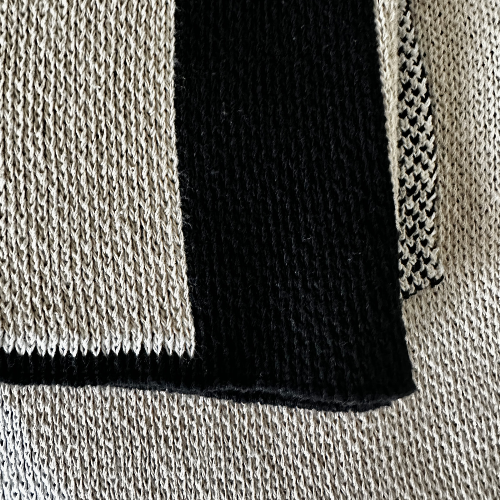 Nimbus Knit Throw Blanket, Black/Beige/Ivory