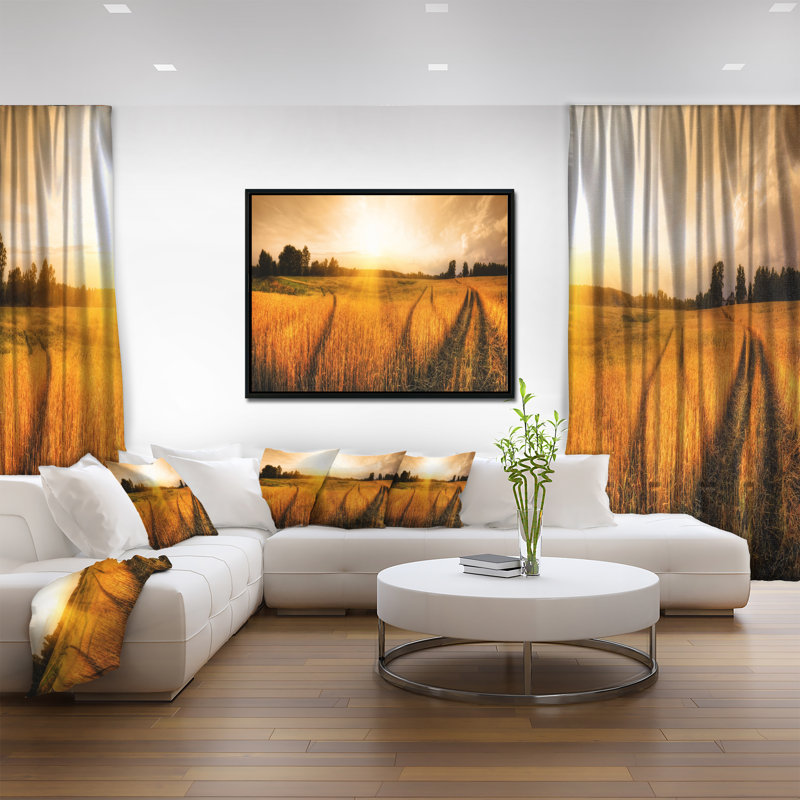 «Wheat Field at Sunset Panorama», reproduction de photo sur toile tendue encadrée, H 12 po x l 20 po x P 1 po