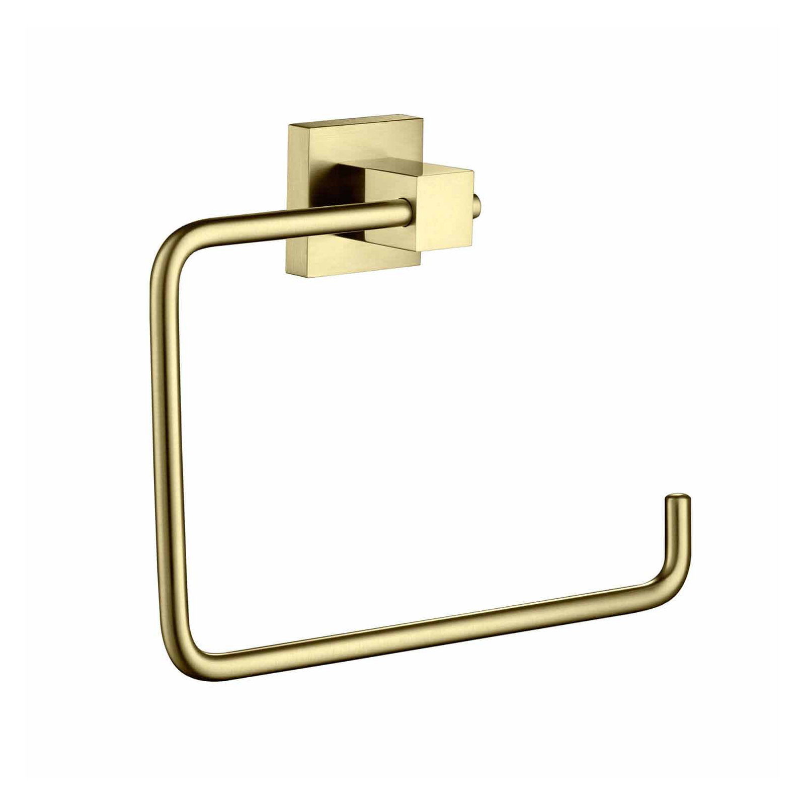 Cube Bathroom Towel Ring, Brushed Gold