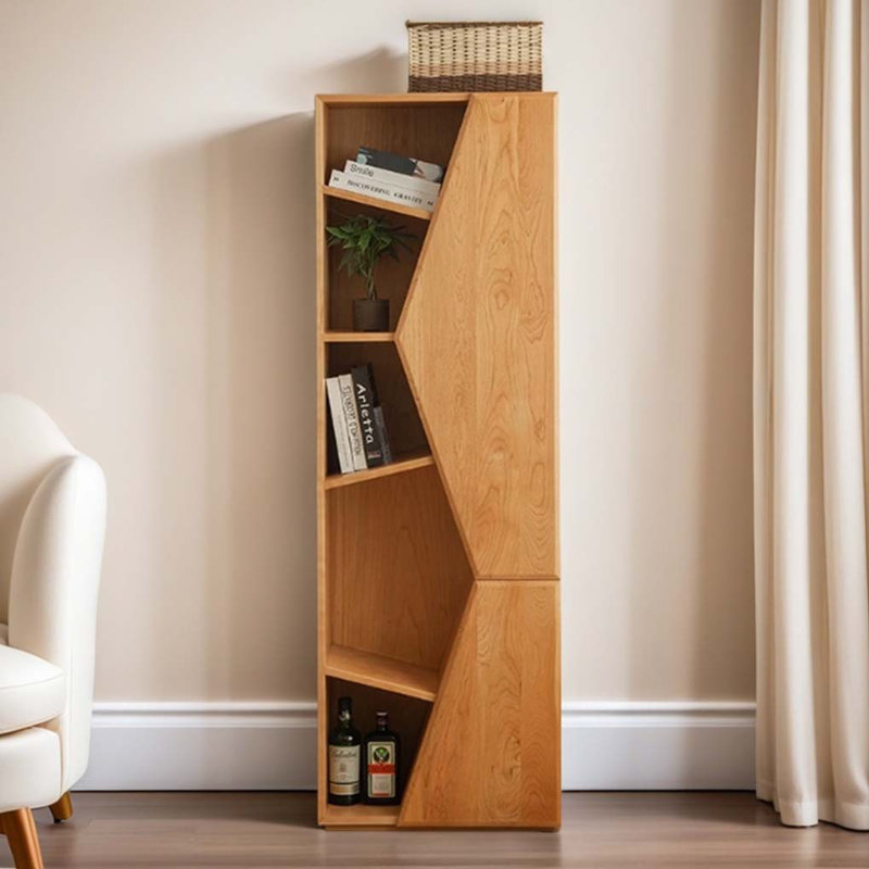 Bibliothèque en bois massif à motif géométrique