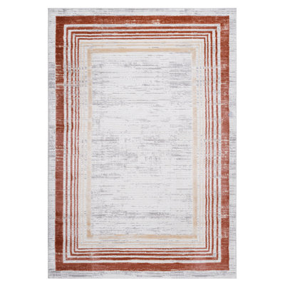 LOOM & LUXE Collection Brown/Ivory/Bordered Non-Shedding Living Room Bedroom Dining Home Office Stylish And Stain Resistant Area Rug