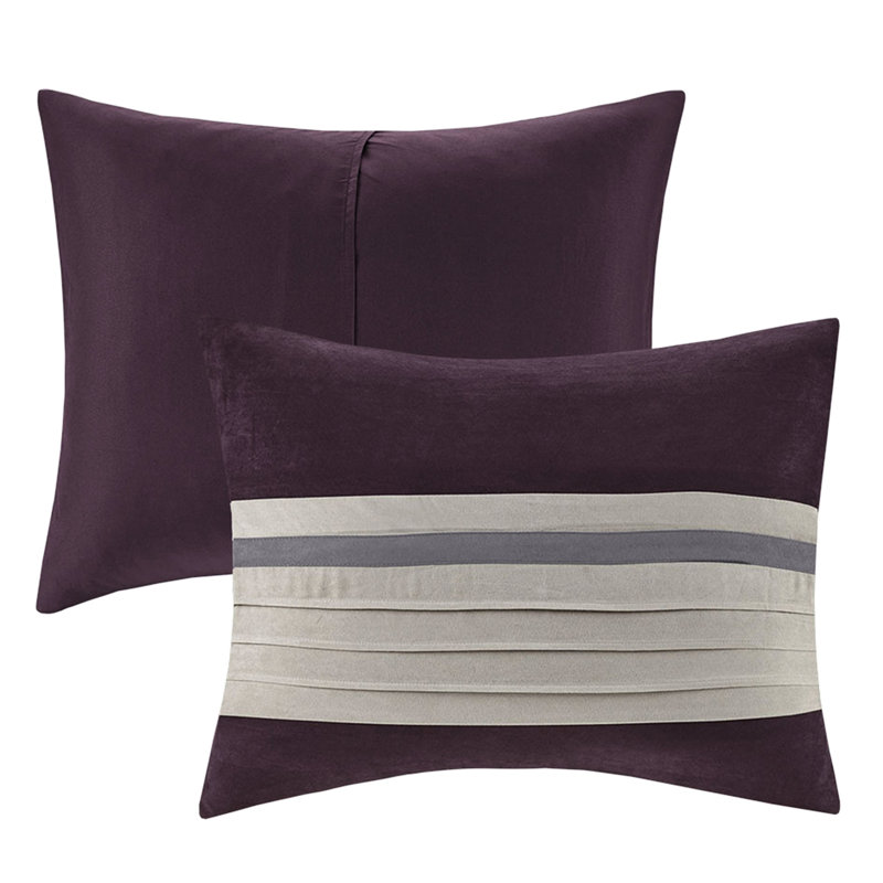 Édredon 7 pièces - Faux suède Zone sérénité lisse et soyeuse, Édredon double + 6 édredon standard, Mauve