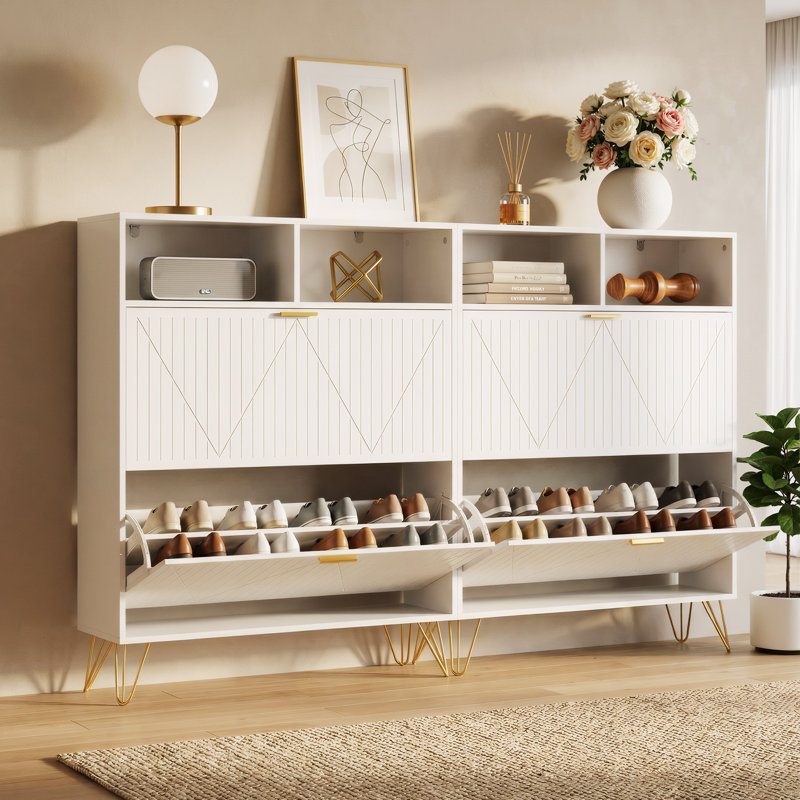 Armoire de rangement pour chaussures 30 paires avec tablette, range-chaussures avec 2 tiroirs, Noir