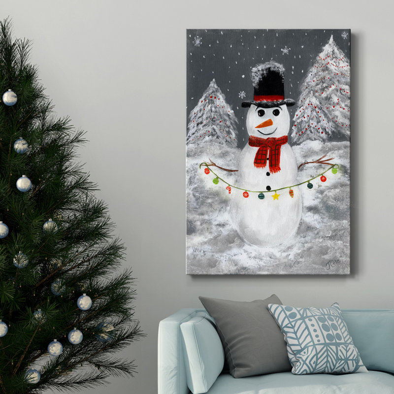 Festive Snowman II - impression sur toile tendue, H 48 po x l 32 po x P 1 po