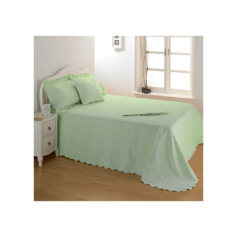 Vermont Cotton Blend Floral Bedspread, 280 x 260 cm Bedspread, Mint