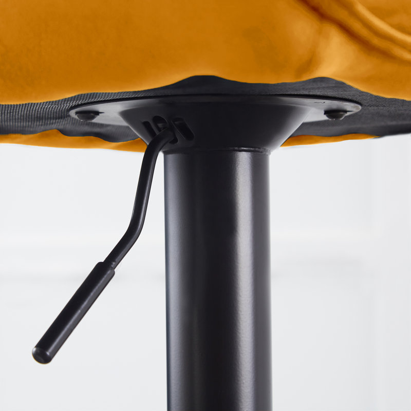 Kafka Velvet Upholstered Adjustable Swivel Bar Stools, Yellow