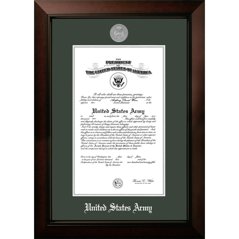 Cadre photo ancien certificate armée, 8 po x 10 po, Argent