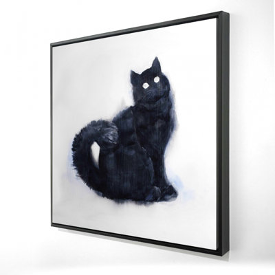 Toile encadrée avec un chat noir à fourrure | Décoration intérieure