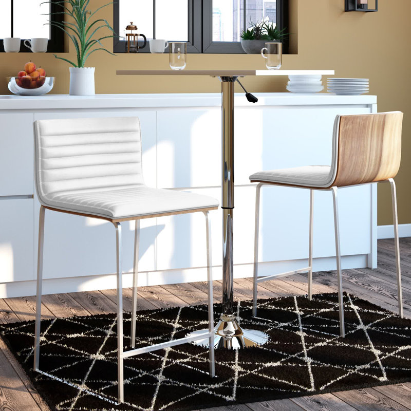 Elston Upholstered Counter Stool with Metal Frame, White
