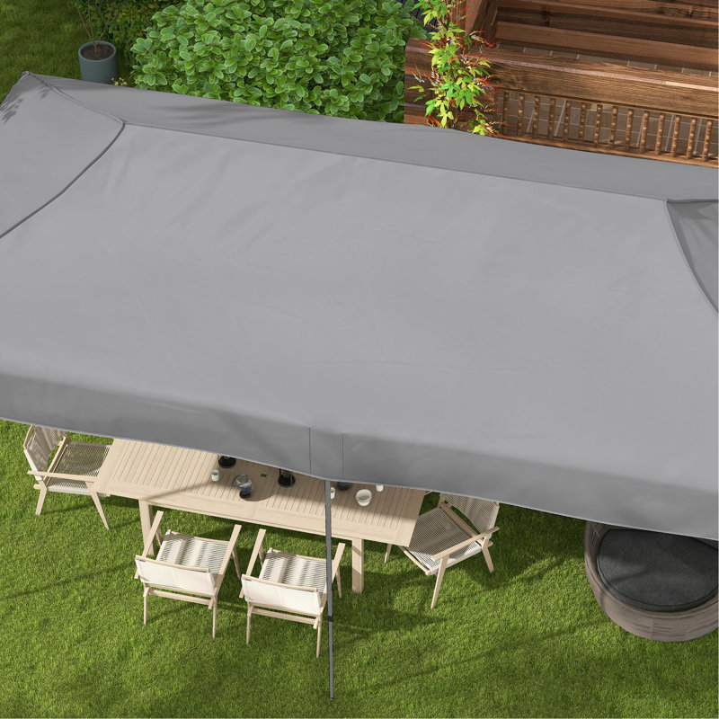 Auvent escamotable 10 pi x 20 pi, protection solaire réglable en hauteur à 3 niveaux, idéal pour le camping, les célébrations en plein air, le patio, le gris, avec auvent portatif, grands événements, étui à roulettes