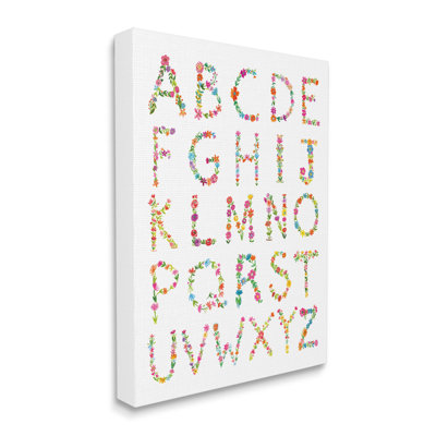 «Floral Motif Alphabet» par Farida Zaman - Art textuel sur toile