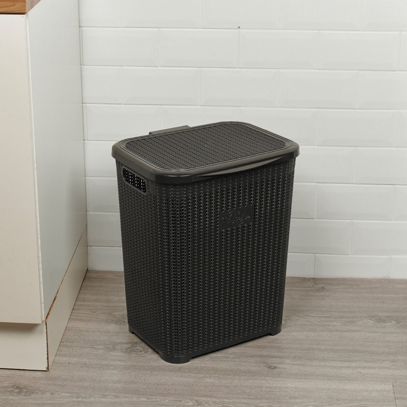Plastic Laundry Basket, Black