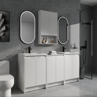 72'' Double Bathroom Vanity Set with Wall Bathroom Cabinet