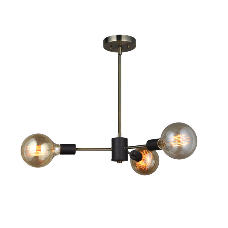 Clopton 3 - Light Sputnik Sphere Chandelier, Brussed Brass/Black, G125