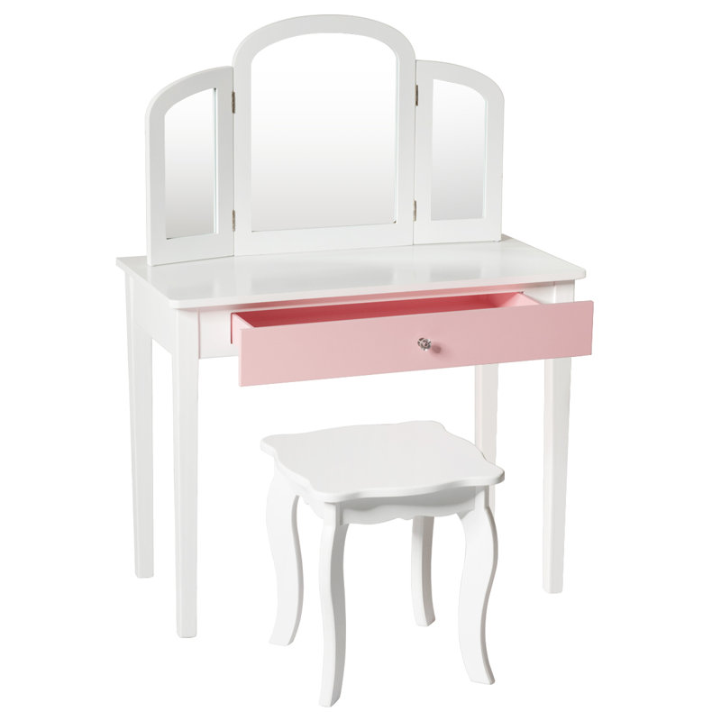 Kids Vanity Set with Mirror, White