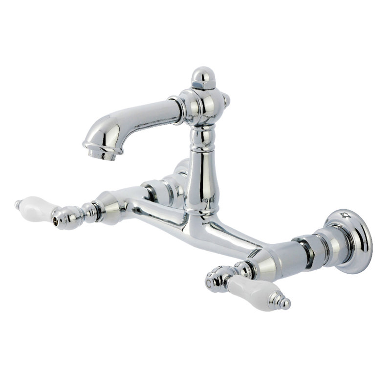 Robinet de salle de bain mural 2 trous Kingston, Chrome poli