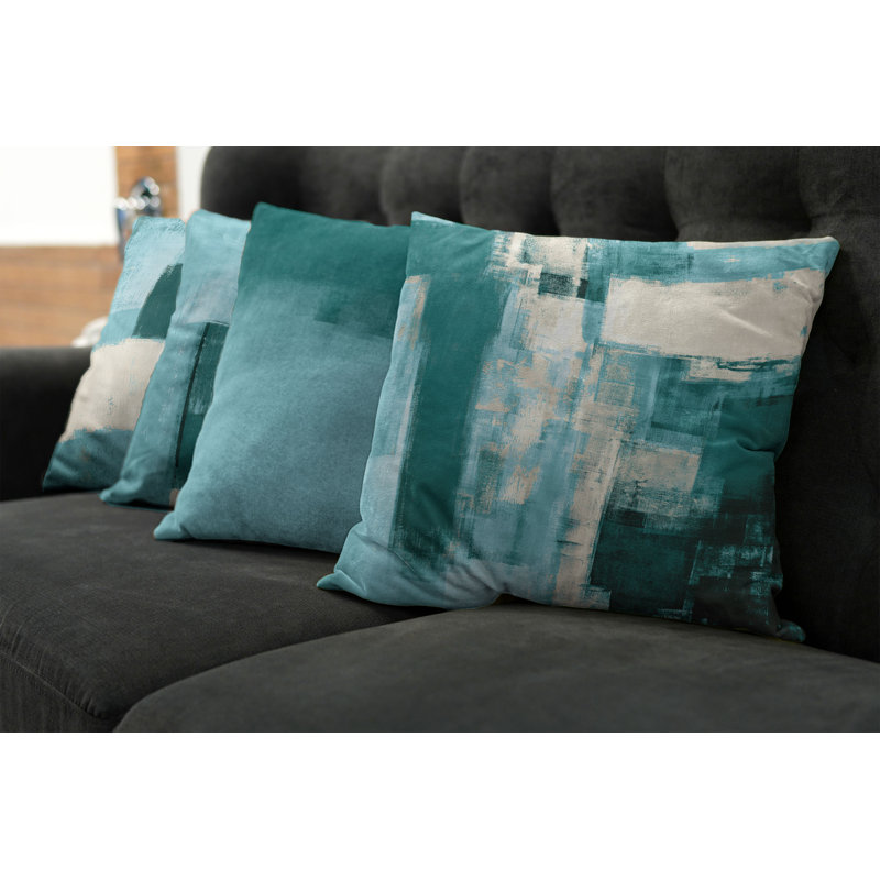Reversible Pillow Cover, 18" H x 18" W, Teal Eggshell / Sea Blue