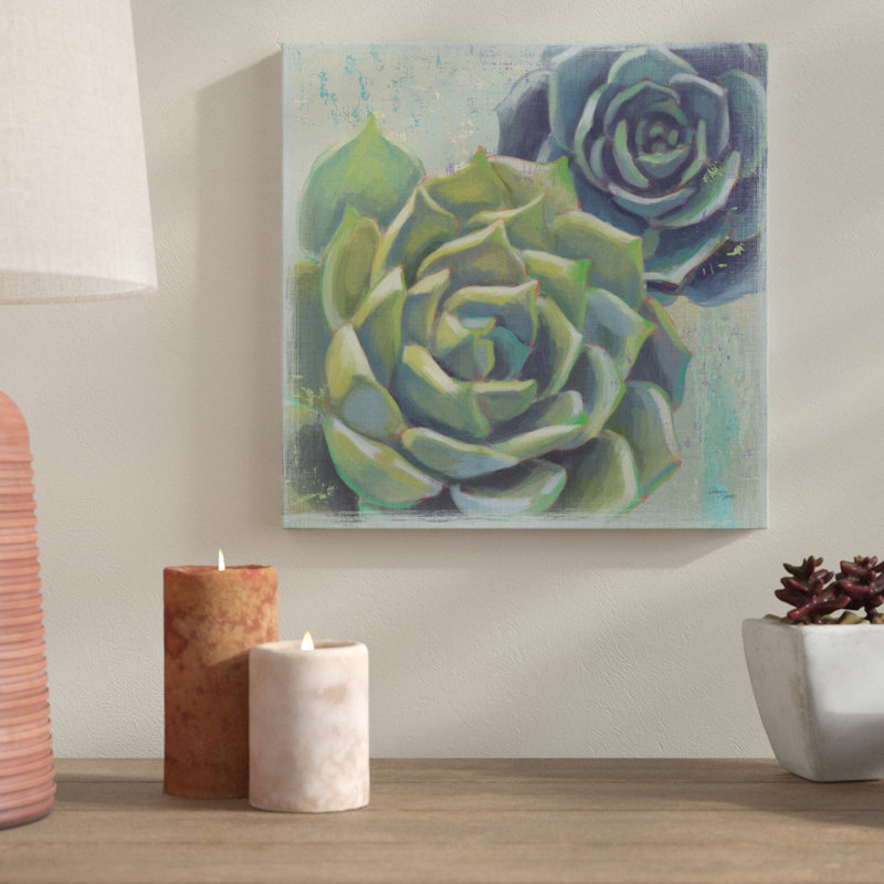 « plantes grasses i », reproduction de peinture à l’acrylique sur toile tendue, H 35 po x l 35 po x P 2 po