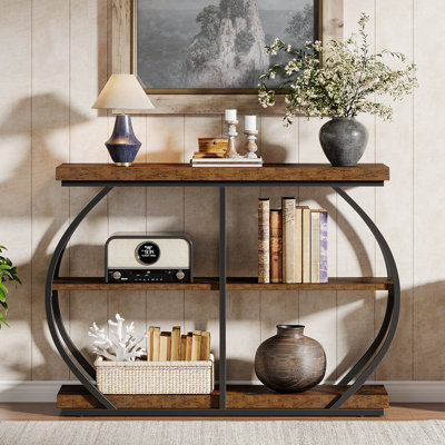Industrial 3-Tier Console Table, 41.3" Entryway Table