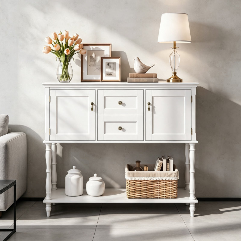 100 cm W Console Table, White