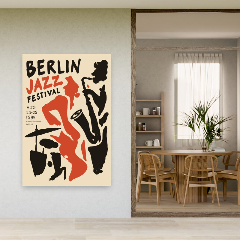 Affiche du Festival de jazz de Berlin - Art mural rétro, H 60 po x l 40 po