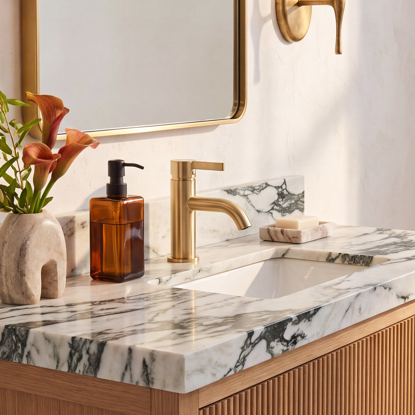 Continental Single-Hole Faucet with Pop-Up Drain, Brushed Brass