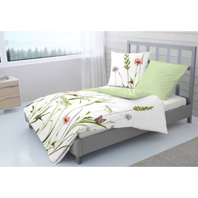 Femality Satin Floral Duvet Cover Set with Pillowcases Included