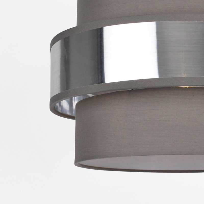 20cm H Cotton Drum Pendant Shade, Metallic Silver/Grey