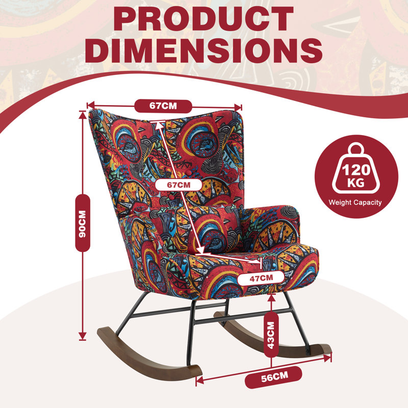 Marita Solid Wood Rocking Chair, Red Sun