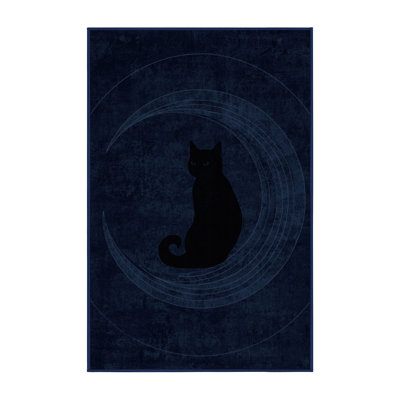 Tapis bleu moderne et contemporain lavable à la machine Pryer
