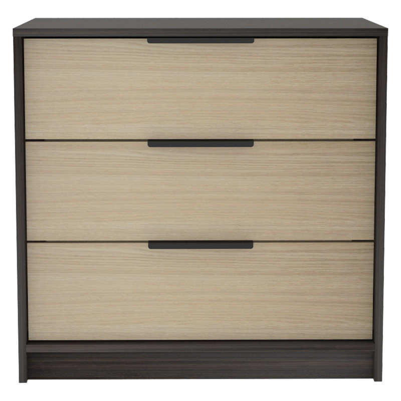 Commode 3 tiroirs Kaia, plateau supérieur, Noir