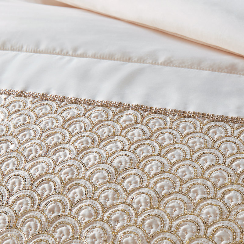 Deco Sequin Quilted Bedspread, Gold