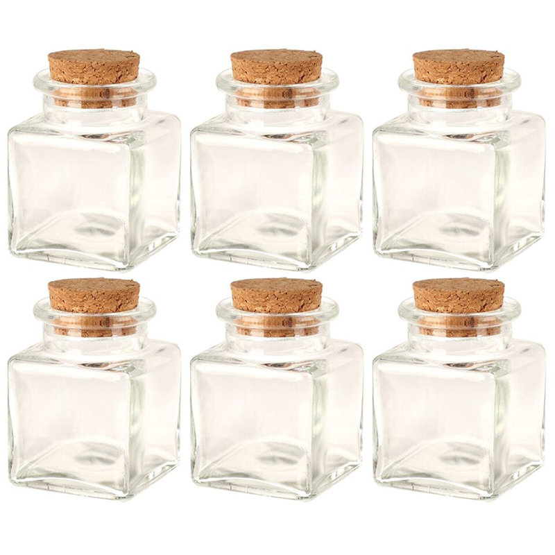 Glass Jar - Set of 6, 6cm H x 4.5cm W x 6cm D