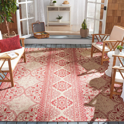 Danya Red/Cream Indoor/Outdoor Area Rug