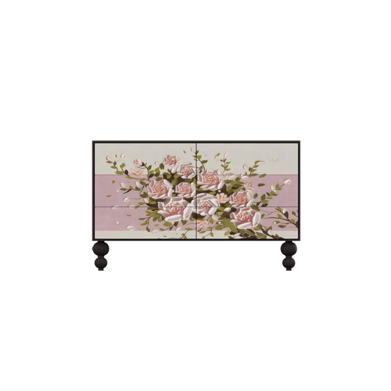 Commode décorative à six tiroirs Vintage Flower