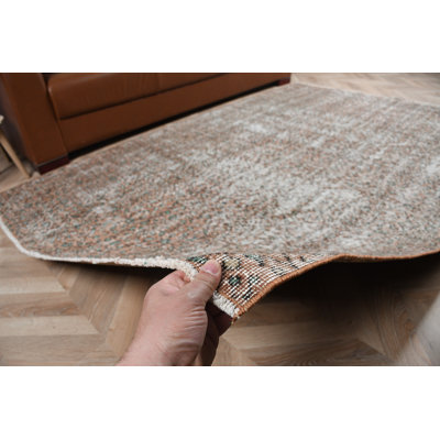 Tapis turc rétro Oushak à motif floral et orange vif pour le salon et la décoration intérieure